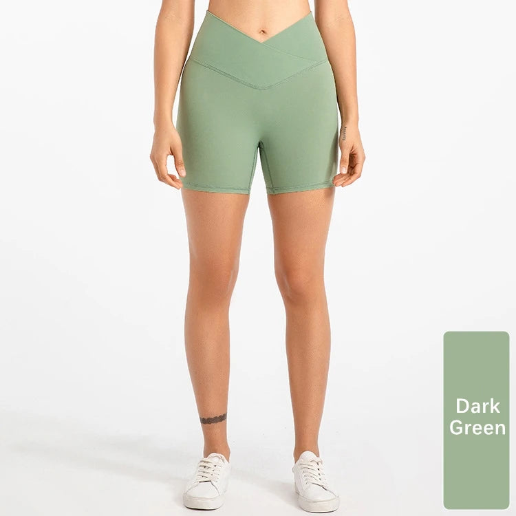 Xsunwing New Gymwear Clothing Fitness Workout Yoga Biker Shorts V Cut Waist Seamless Scrunch Butt Running Shorts Women WLQ2201