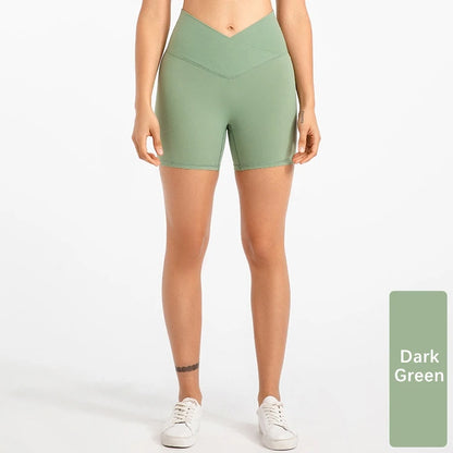 Xsunwing New Gymwear Clothing Fitness Workout Yoga Biker Shorts V Cut Waist Seamless Scrunch Butt Running Shorts Women WLQ2201