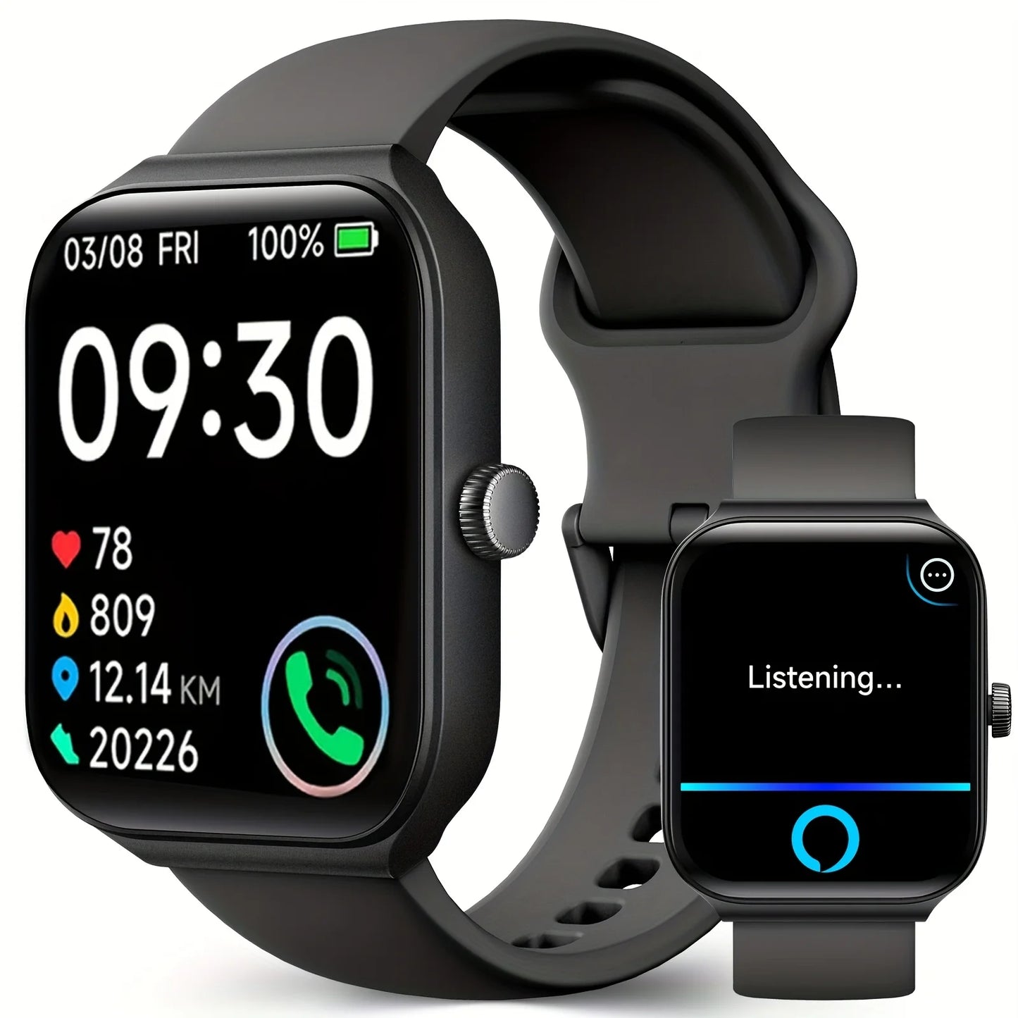 Smart Watch for Men Women With Alexa Built-in, 1.95" Smartwatch With Wireless Call, 100+ Sport Modes, Fitness Activity Tracker