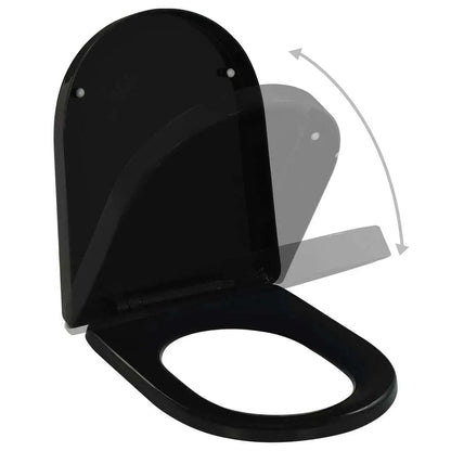 W2B VidaXL Quick-Release Elongated Toilet Seat Cover Soft-Close Design with UF Plastic Black for Bathroom