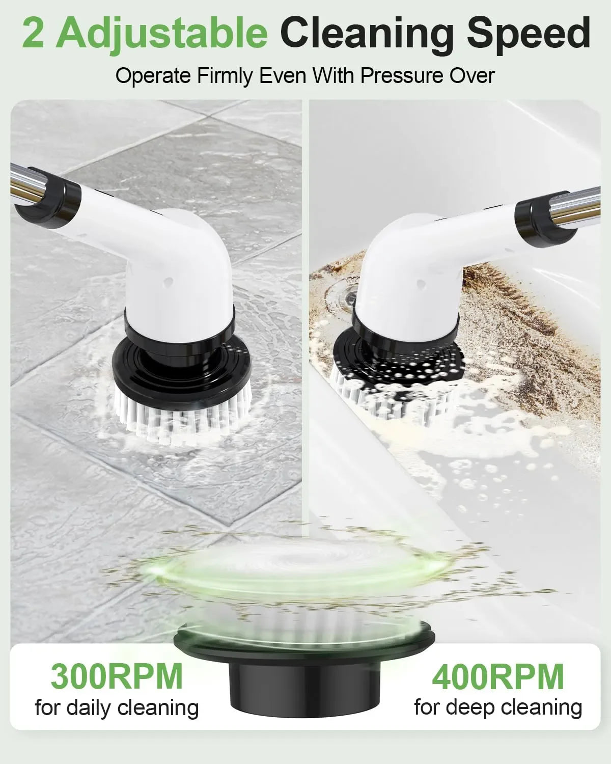 9in1 Electric Washer Cordless Electric Cleaning Brush Cleaning Bathroom Long Handle 9 Brush Heads Electric Rotating Washer