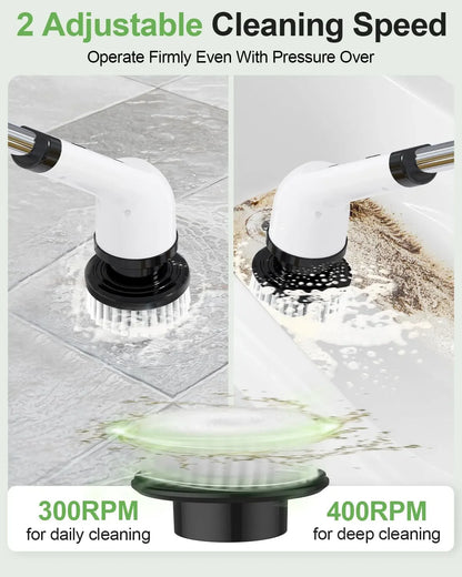 9in1 Electric Washer Cordless Electric Cleaning Brush Cleaning Bathroom Long Handle 9 Brush Heads Electric Rotating Washer