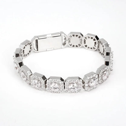 Nuoya 12mm Wholesale Hip Hop Bracelet for MenIced Out Chain 18k Gold Plated Clustered Tennis Bracelet