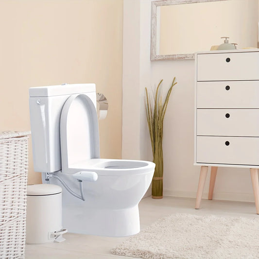 Ultra-Slim ABS Toilet Bidet Attachment Non-Electric Adjustable Water Pressure Front and Rear Wash Sprayer for Bathroom