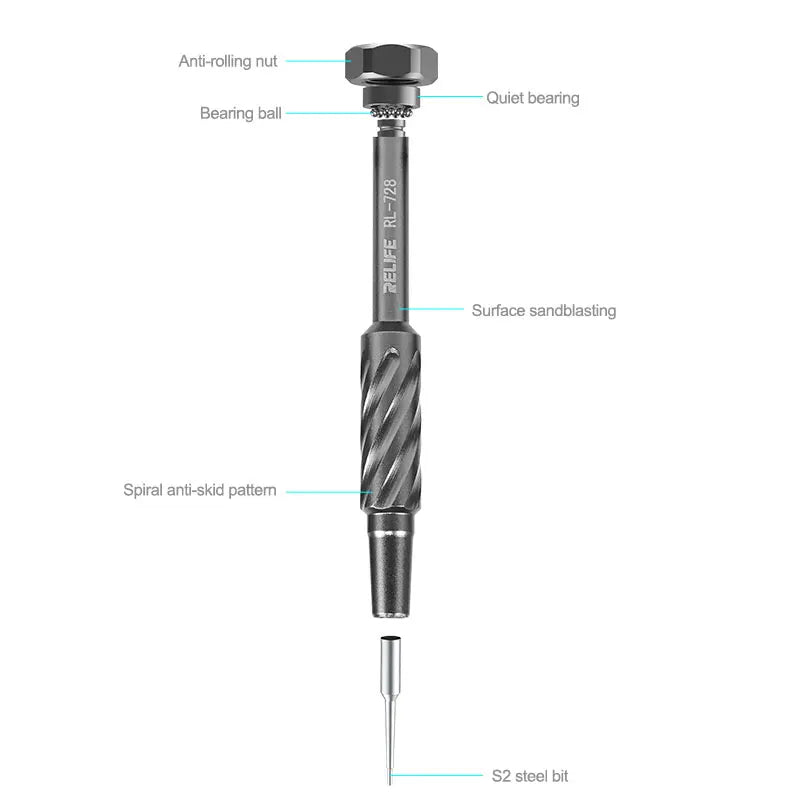 RELIFE RL-728 2D Sturdy Magnetic Screwdriver S2 Steel Screwdriver Precision Screwdriver