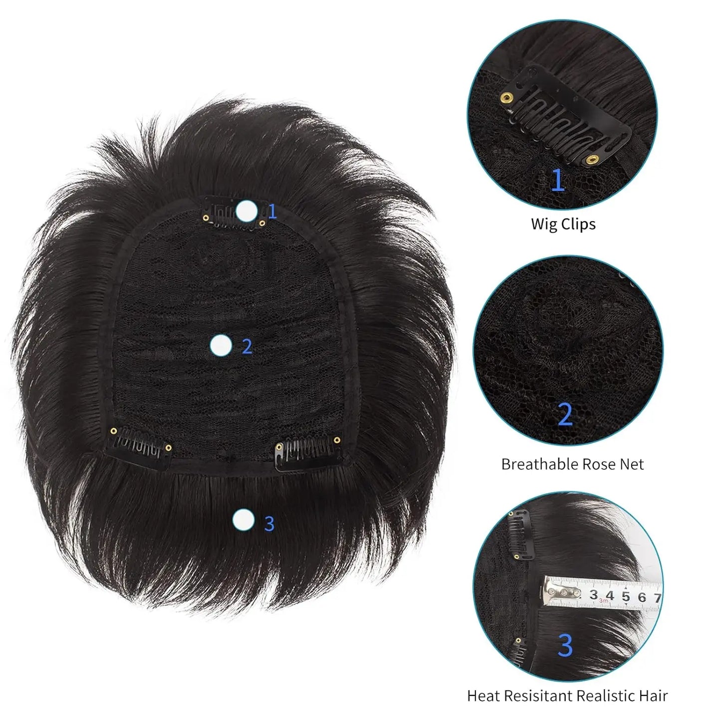 Toupee for Men, Human Hair Wigs Invisible Male Bald Patch Seamless Replacement Toupee Clip Hairpiece Wig for Daily Wear