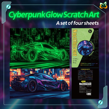 New Cyberpunk Glow in the Dark Scratch off Painting Will Shine Motorcycle Sports Car Creative Scratch Book