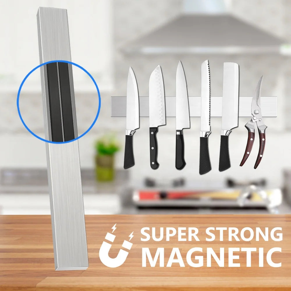 Knife Holder Rack  Wall Mounted Strength Holder Magnet Knife Magnetic Holder with Hooks for Kitchen