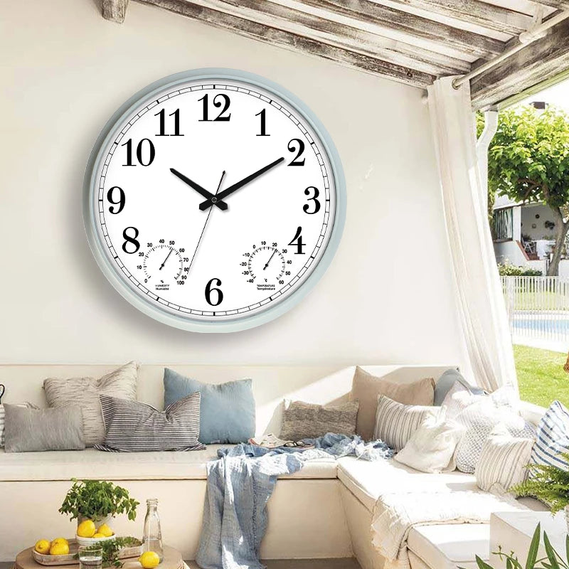 18-inch Retro Handmade Plastic Outdoor Rainproof Wall Clock Single Face Needle Display Quartz Analog Movement Radio