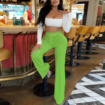 Liu Ming Hot Selling Autumn Fashion Trending Solid Color High Waist Wide Leg Business Pants for Women Breathable Casual Style