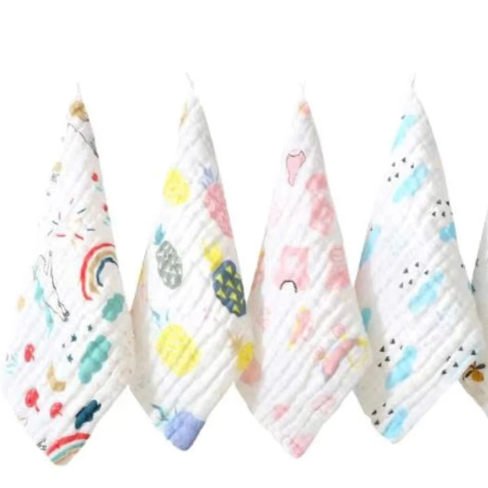 Safe Soft Eco-friendly Hypoallergenic Baby Textile Design Woven Muslin Cotton Burp Cloth Newborns 20x20cm Rectangle High-quality