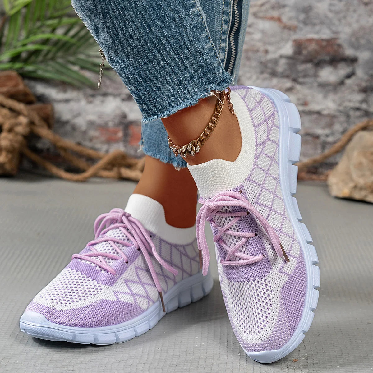 2026 NEW KJ Women's Sneakers Breathable Mesh Casual Sports Shoes New Thick Sole Travel Shoes with Cushioning Lightweight