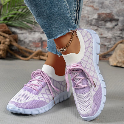 2026 NEW KJ Women's Sneakers Breathable Mesh Casual Sports Shoes New Thick Sole Travel Shoes with Cushioning Lightweight