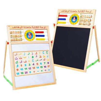 Korean Style Multifunctional Double-Sided Wooden Alphanumeric Sketchpad Early Education Puzzle Drawing Board Chalkboard for Kids