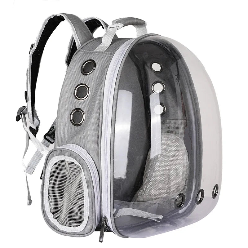 Portable Breathable Oxford Polyester Zipper Transparent Outside Cat Bag Pet Backpack Carrier for Cats