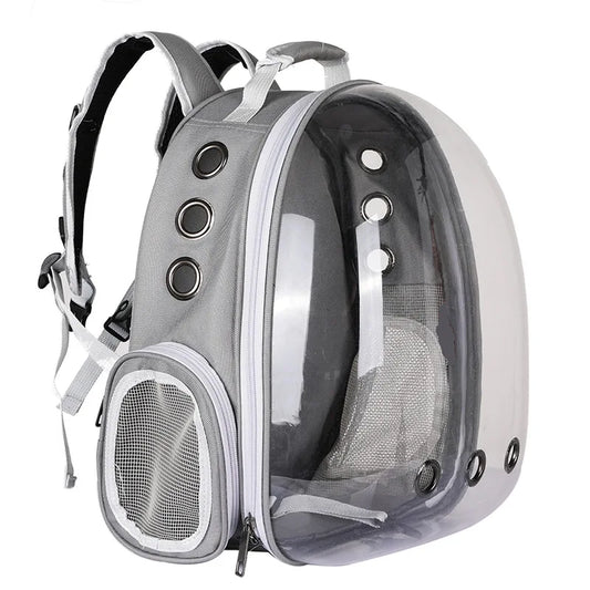 Portable Breathable Oxford Polyester Zipper Transparent Outside Cat Bag Pet Backpack Carrier for Cats