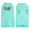 Classic Luxury Knitted Pet Dog Sweater Plain Pure Color with Cute Bow Knot 8 Animal Pattern Colors for Winter Season