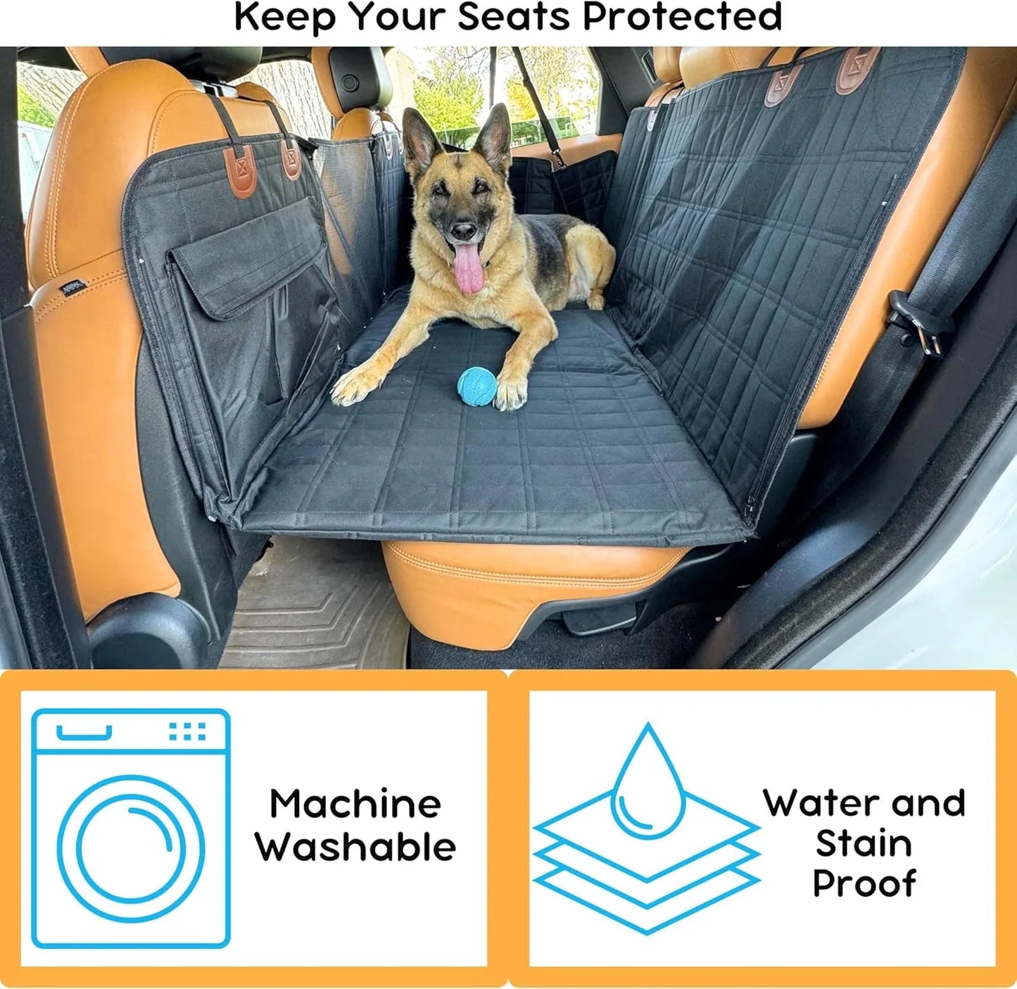 Pet Backseat Cover Protector Hard Bottom Extender Waterproof Pet Car Seat Cover