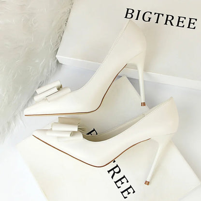 Bigtree Talon Custom New Fashion Candy Color Bow Design Trendy Shoes Sexy Pump Stiletto Heels for Ladies and Women