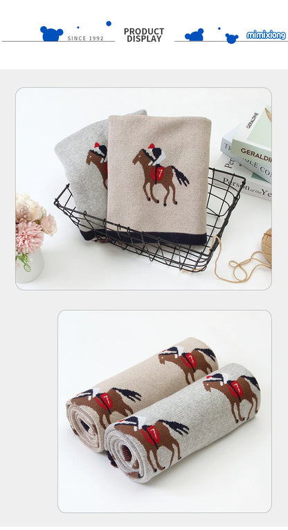 Baby Blankets Knitted Newborn Cute Cartoon Soft Warm Swaddle Kids Bath Towels 100*80cm Toddler Infantil Stroller Bedding Blanket