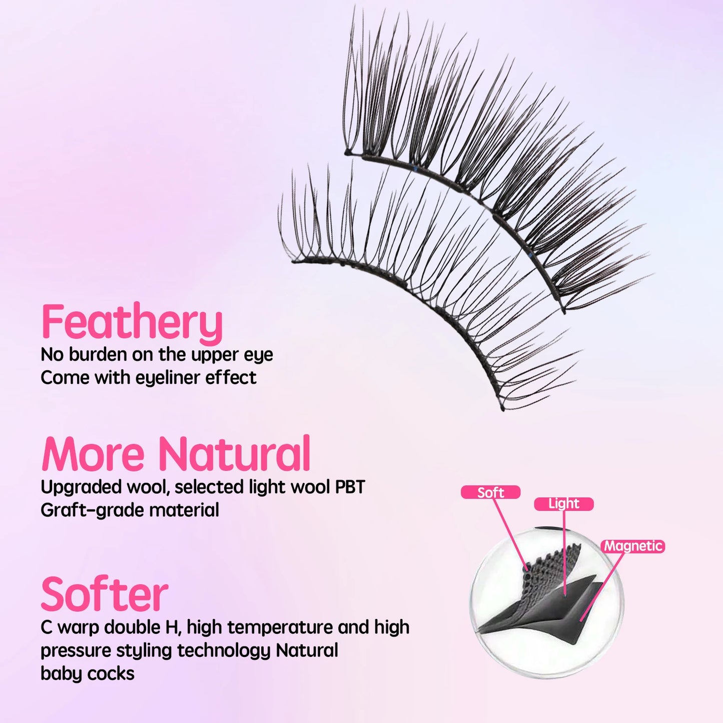 Saft Magnetic Eyelash Kit Hypoallergenic & Waterproof Vegan Magnetic Lashes with Eyeliner Reusable Easy to Apply for Beginners