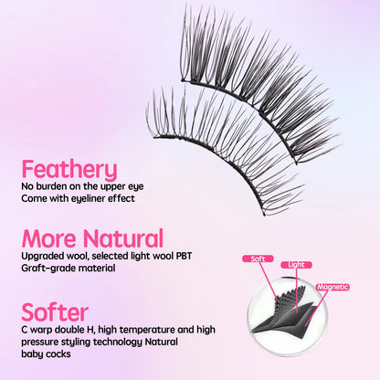 Saft Magnetic Eyelash Kit Hypoallergenic & Waterproof Vegan Magnetic Lashes with Eyeliner Reusable Easy to Apply for Beginners