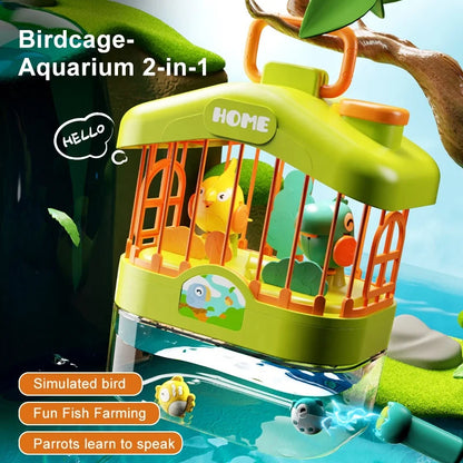 Talking Birdcage Fish Cistern Children Early Education Voice Control Induction Simulation Bird With Light Music Educational Toy