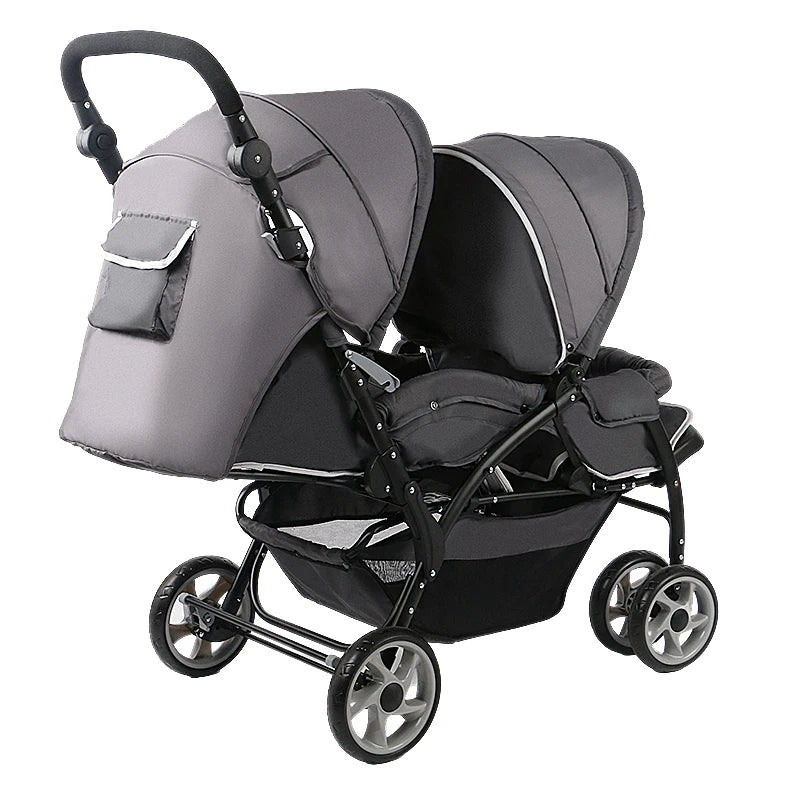 High Landscape Lightweight Linen Foldable New Style Double Seat Twins for 0-3 Years Baby Stroller 3 in 1