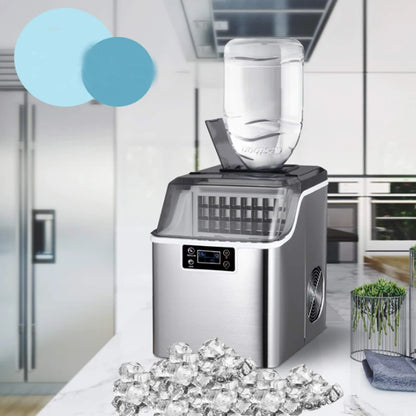 Hicon Tisch-Eiswürfelmaschine, 1 Gallone (3,8 Liter), automatische Selbstreinigung, quadratische Eiswürfel, 44 Pfund (20 kg)/24 Stunden, 24 Eiswürfel in 15 Minuten, inklusive Eisschaufel
