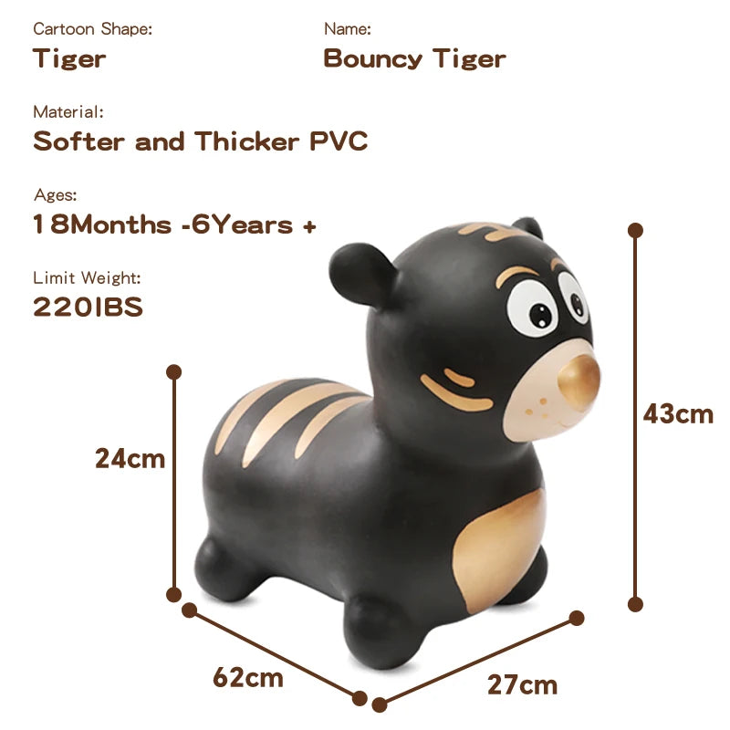 Bouncy Horse Toy Horse Ride on Toy Animal Bouncy Inflatable Toy Pvc Horse Jump Hopper Tiger Kids Riding Toys for Kids Wholesale