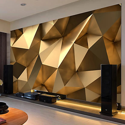 Photo Wallpaper Modern 3D Stereo Golden Geometric Murals Living Room TV Background Wall Decor Self-Adhesive Waterproof Stickers