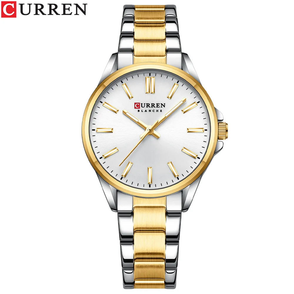 CURREN 9090 Women Watches Brand Luxury Fashion Ladies Watch Stainless Steel Femme Waterproof Luminous Original Quartz Wristwatch