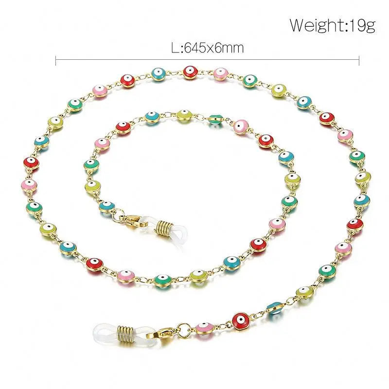 Trendy 18K Gold Plated Enamel Eye Beads Chain Necklace Accessories for Diy