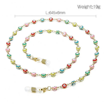 Trendy 18K Gold Plated Enamel Eye Beads Chain Necklace Accessories for Diy