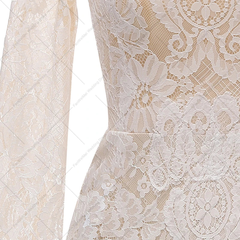 3020# Strapless Beach Boho Wedding Dress Lace Flare Sleeve Sheath Elegant Bridal Gown 2022 Off the Shoulder Sweep Train