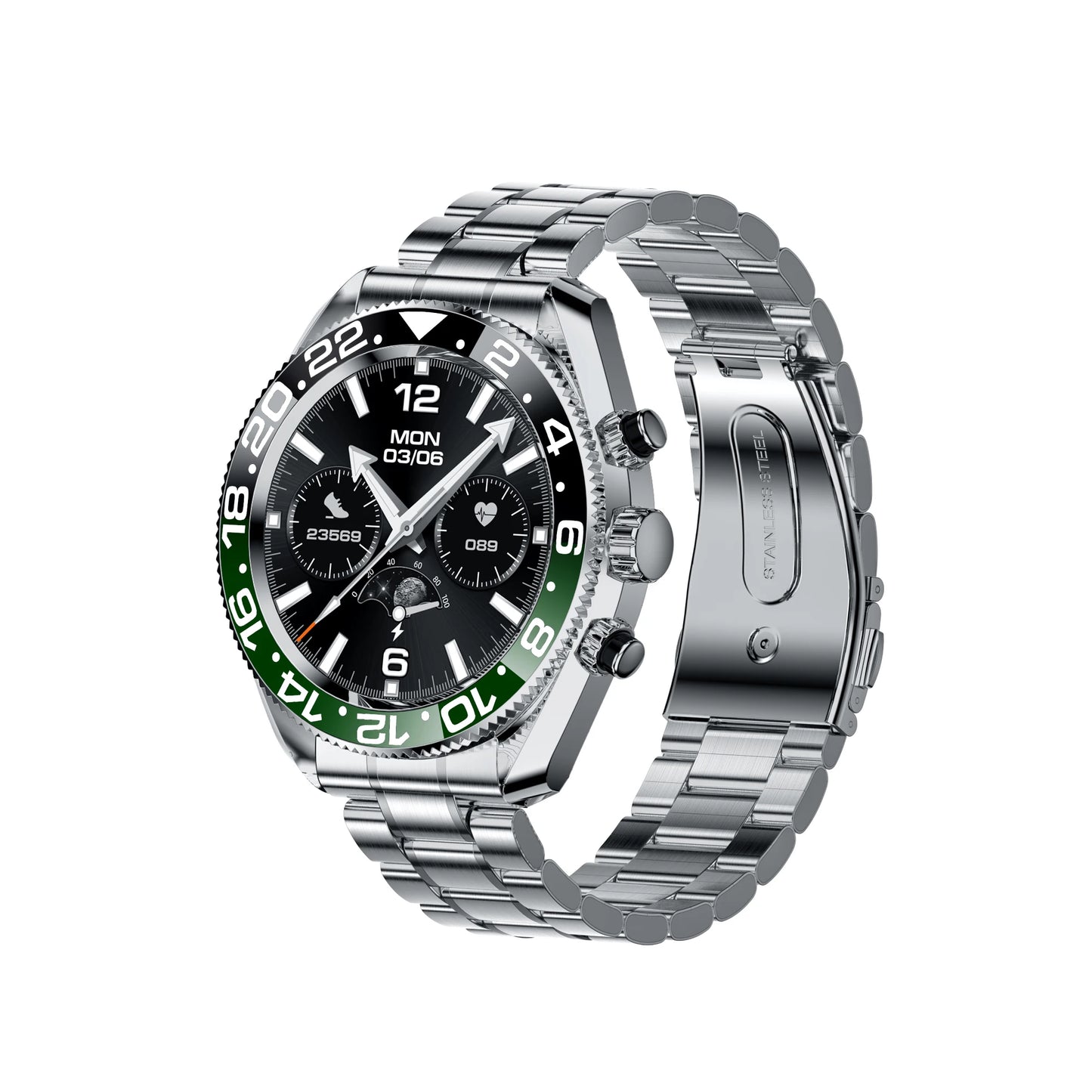 New Products Smartwatch AW35 2024 Round Screen Metal Band Ip67 Waterproof BT Call Heart Rate Sport Business for Men