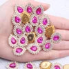 Hot Sale Flatback Claw Glass Rhinestones 7x10mm 200pcs Sew on Tear Shiny Crystals Gold Base for Bags & Clothes