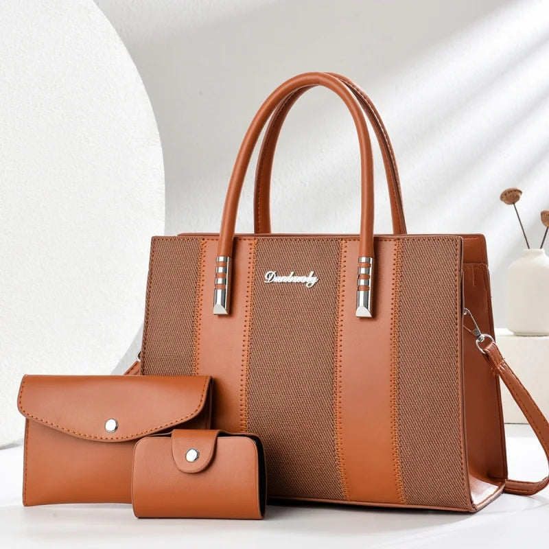 Fashion Splicing Three Piece Set Combination Bag, Single Shoulder Crossbody, Large Capacity Tote Bags for Women Handbags