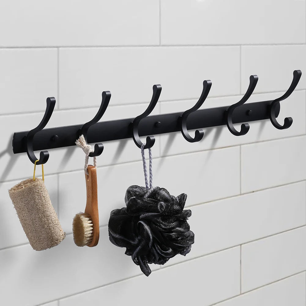 Home Storage Hooks Wall Hooks & Coat Racks Wall Mounted,Mental Black Coat Hanger Wall Mount Towel Hooks for Bathrooms