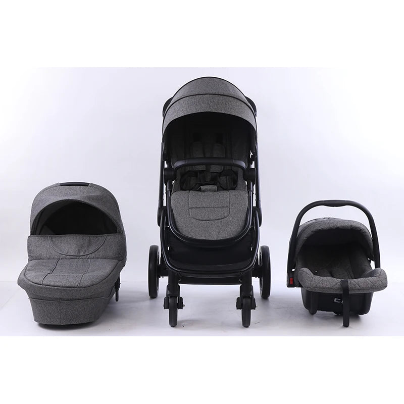 Portable 4-in-1 Baby Stroller with Adjustable Footrest and PU Wheels Sleeping Cot Carrying Basket-for Wholesaling