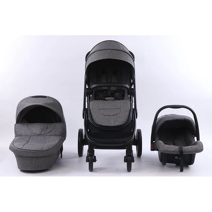 Portable 4-in-1 Baby Stroller with Adjustable Footrest and PU Wheels Sleeping Cot Carrying Basket-for Wholesaling