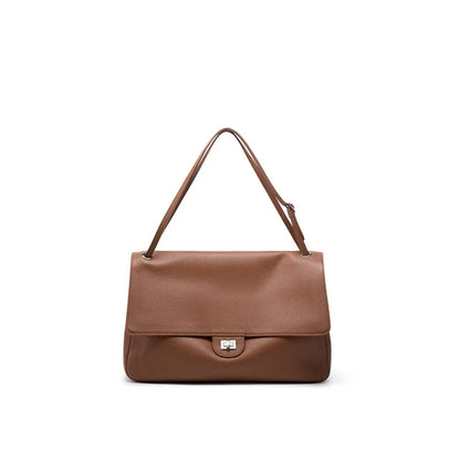 New Trending Top Grain Cowhide Leather Women's Maxi Flap Totes Shoulder Bags Ladies Crossbody Bags Fashion Classic Messenger Bag