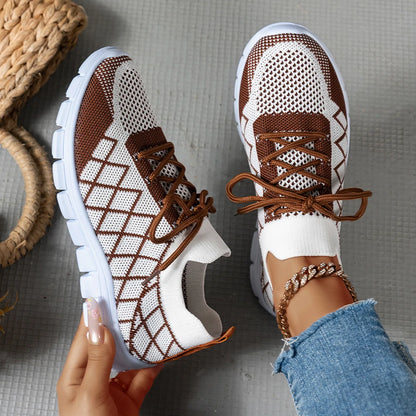 2026 NEW KJ Women's Sneakers Breathable Mesh Casual Sports Shoes New Thick Sole Travel Shoes with Cushioning Lightweight