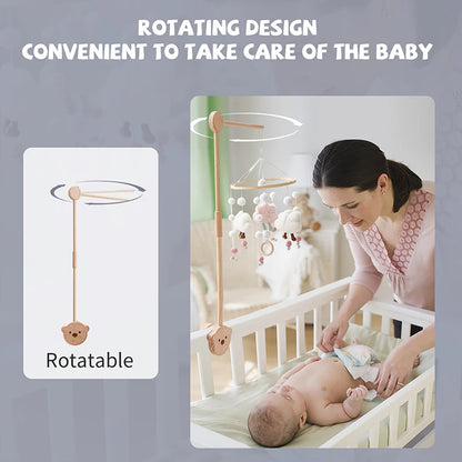 Baby Crib Mobile Bed Bell Toys Musical Rattle Educational Toys Bed Bell Newborn Mobile Bed Bell Bracket Baby Hanging Toys Holder