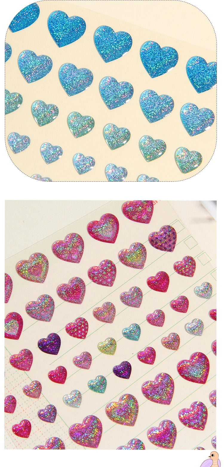 Glitter Magic Crystal Love Star Sticker 3D Shiny Gem Three-Dimensional Sticker Phone Notebook Diary DIY Gift Decoration For Girl