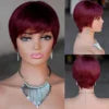 Pixie Cut Human Hair Wig Short Straight  Layered Full Machine Made Wig 100% Remy Human Hair for Black Women Natural