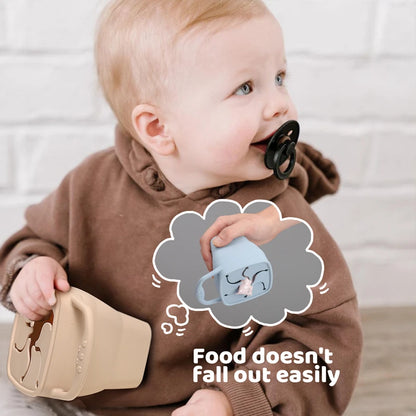 Baby Silicone Snack Cups for Toddlers Spill Proof Collapsible Toddle Portable Silicone Snack with Lids Baby food Storage Tank