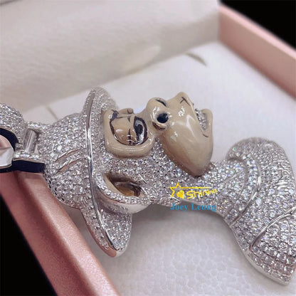 Luxury Hip Hop Jewelry 925 Sterling Silver VVS Mossinate Diamond 3D Design Enamel Iced Out Pendant Moissanite Custom Pendant