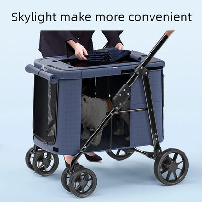 (Ready to Ship) Manufacture Pet Product Large Pet Dog and Cat Stroller with One-Hand Easy Fold Trolley