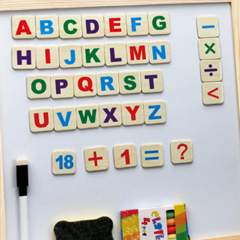 Korean Style Multifunctional Double-Sided Wooden Alphanumeric Sketchpad Early Education Puzzle Drawing Board Chalkboard for Kids